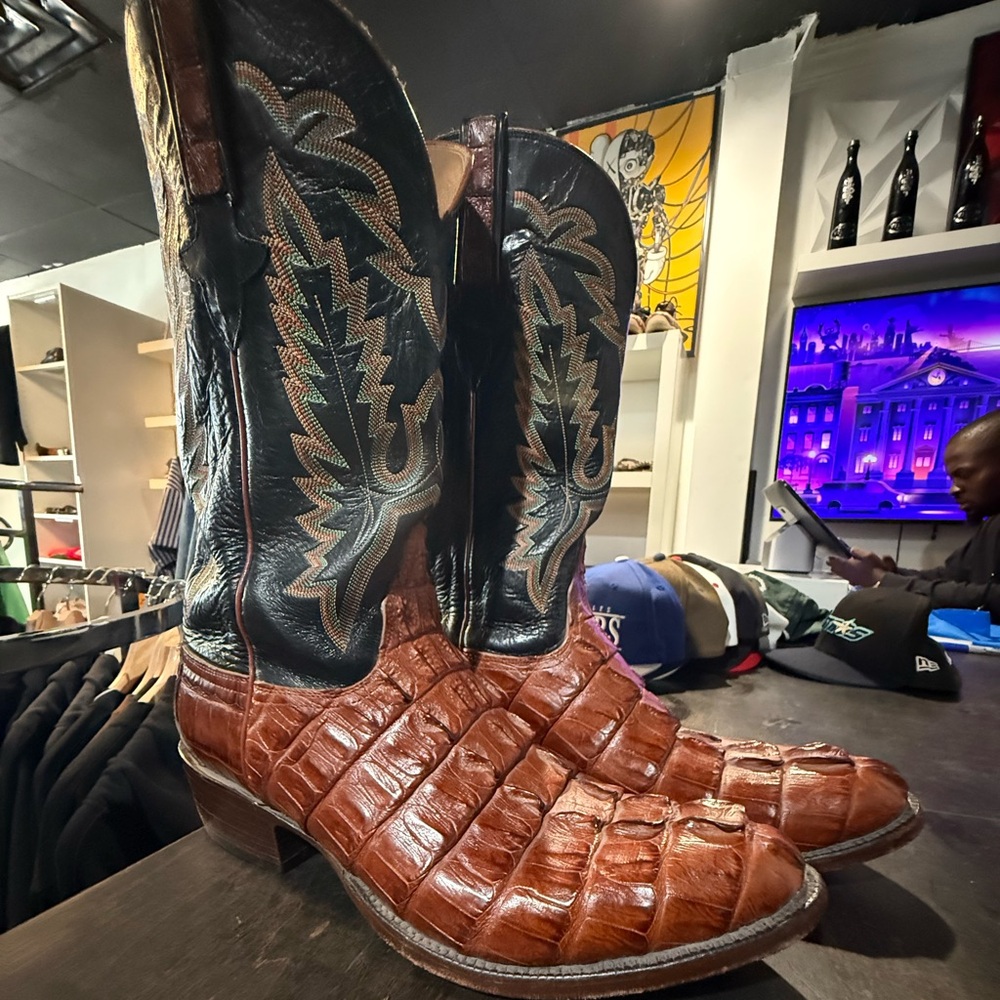 Men's Black and Brown Alligator Lucchese Classics Cowboy Boots Size 12